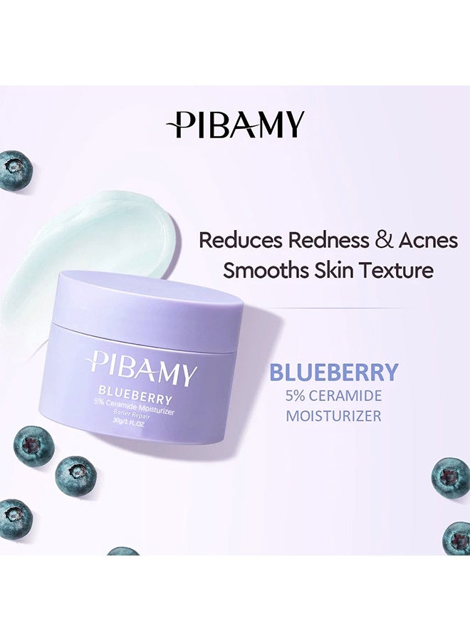 PIBAMY Blueberry 5% Ceramide Moisturizing Cream - Face Moisturizer with Fruit Extract & Hyaluronic Acid, Intense Hydration for Dry & Sensitive Skin, Vegan Formula - Image 5
